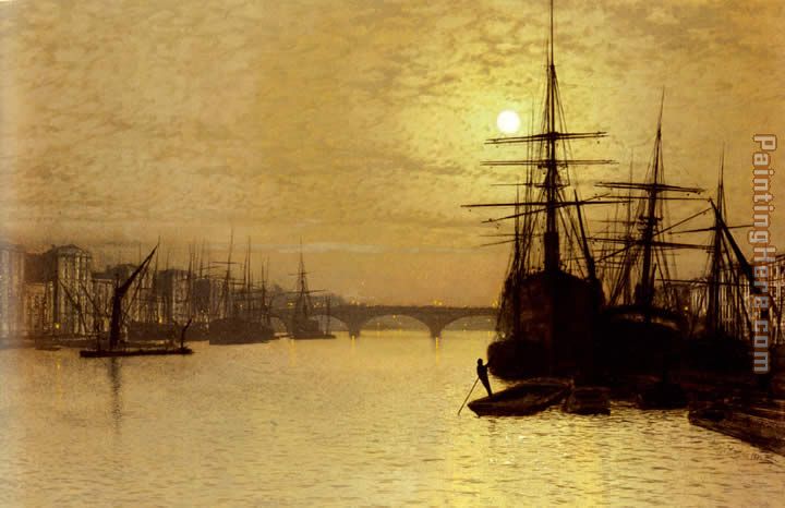 The Thames Below London Bridge painting - John Atkinson Grimshaw The Thames Below London Bridge art painting